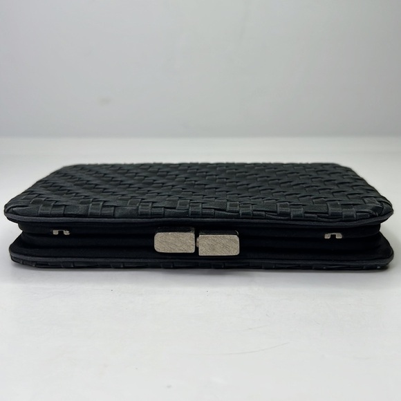 JUDITH LEIBER Vintage Black Silk Woven Clutch Shoulder Bag Evening Handbag - Picture 5 of 12